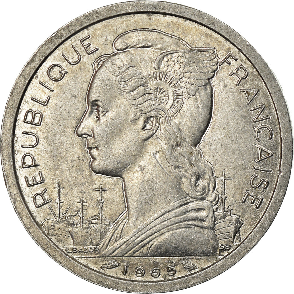 Coin, French Somaliland, 2 Francs, 1965, Paris, AU(50-53), Aluminum, KM:9