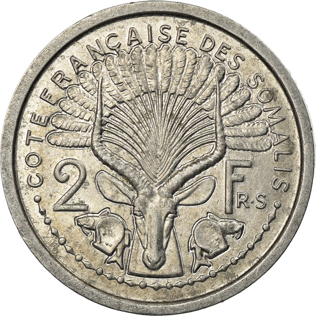 Coin, French Somaliland, 2 Francs, 1965, Paris, AU(50-53), Aluminum, KM:9