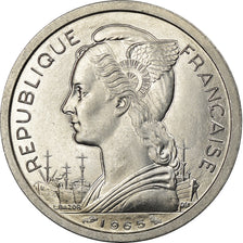 Coin, French Somaliland, 2 Francs, 1965, Paris, MS(63), Aluminum, KM:9