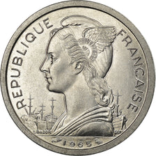 Coin, French Somaliland, 2 Francs, 1965, Paris, MS(63), Aluminum, KM:9