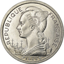 Coin, French Somaliland, 2 Francs, 1965, Paris, MS(63), Aluminum, KM:9