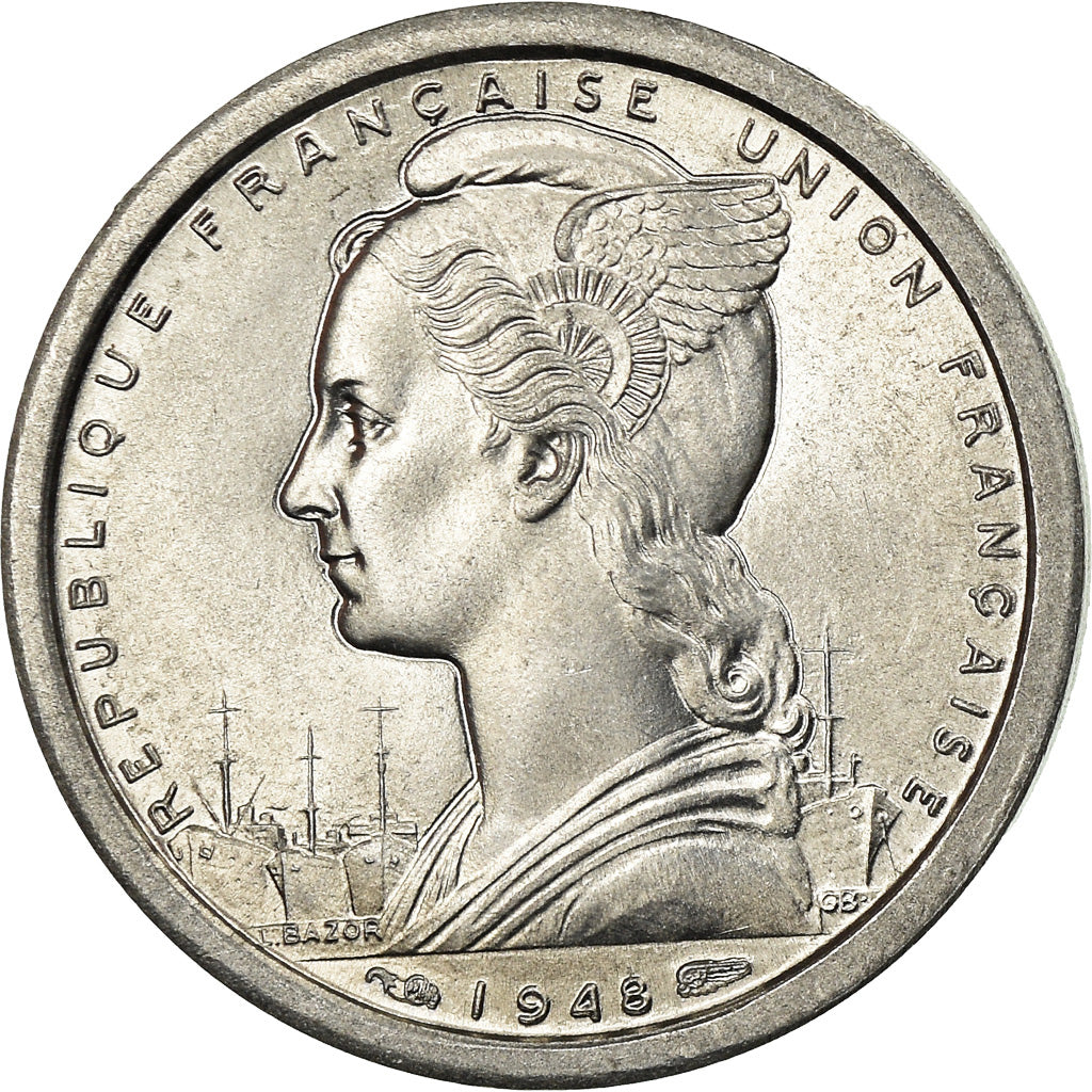 Moeda, África Equatorial Francesa, Franc, 1948, Paris, MS(63), Alumínio, KM:6