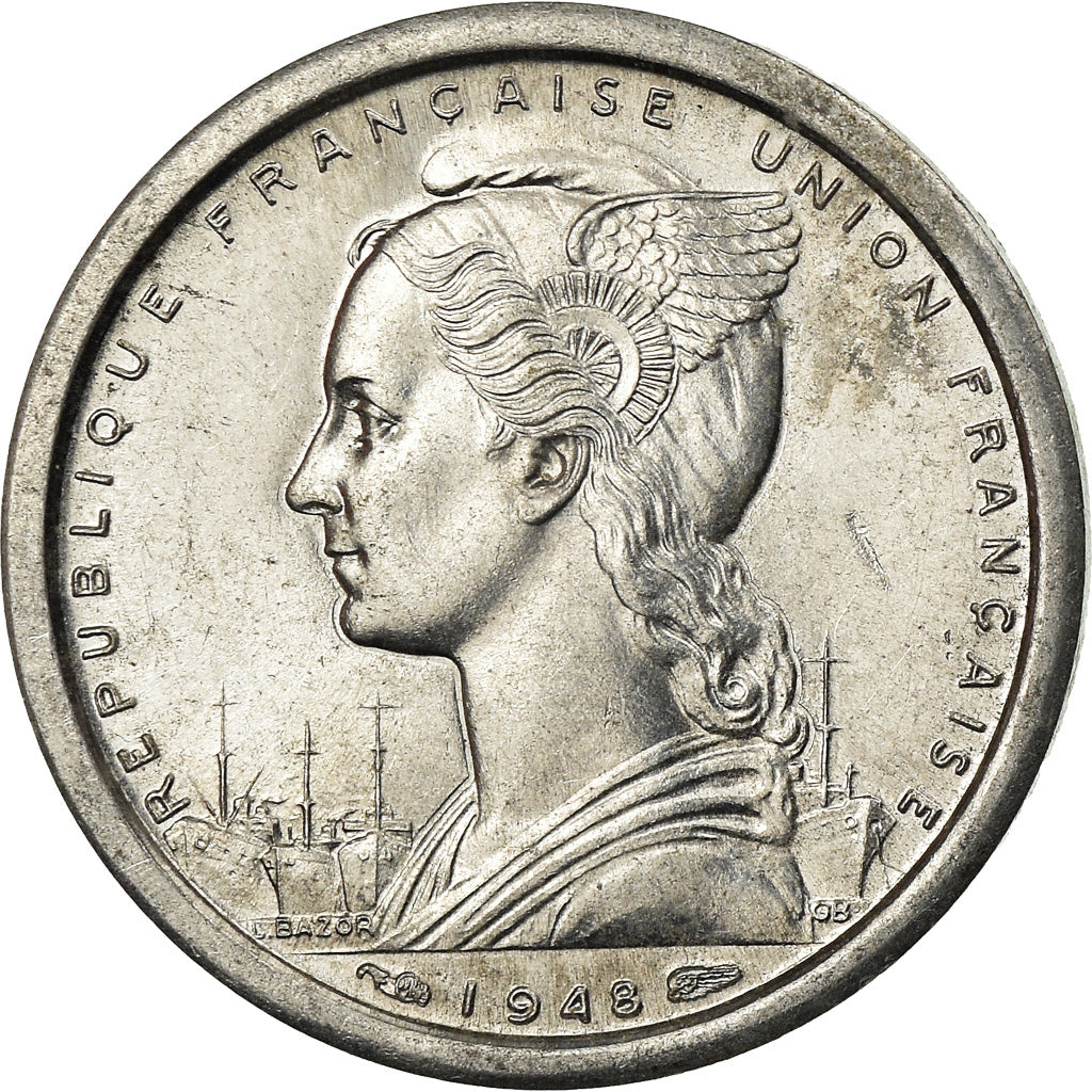 Moeda, África Equatorial Francesa, Franc, 1948, Paris, MS(63), Alumínio, KM:6