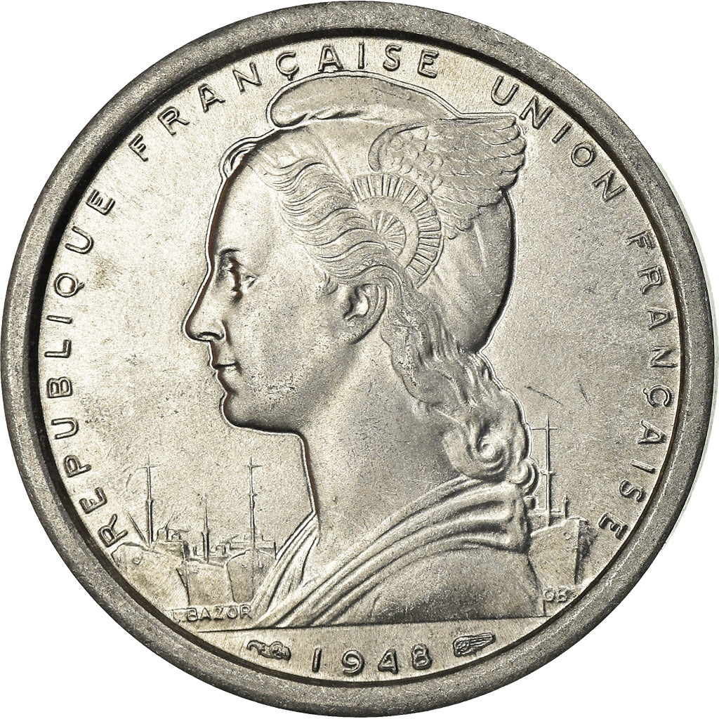 Coin, SAINT PIERRE & MIQUELON, 2 Francs, 1948, Paris, MS(60-62), Aluminum, KM:2
