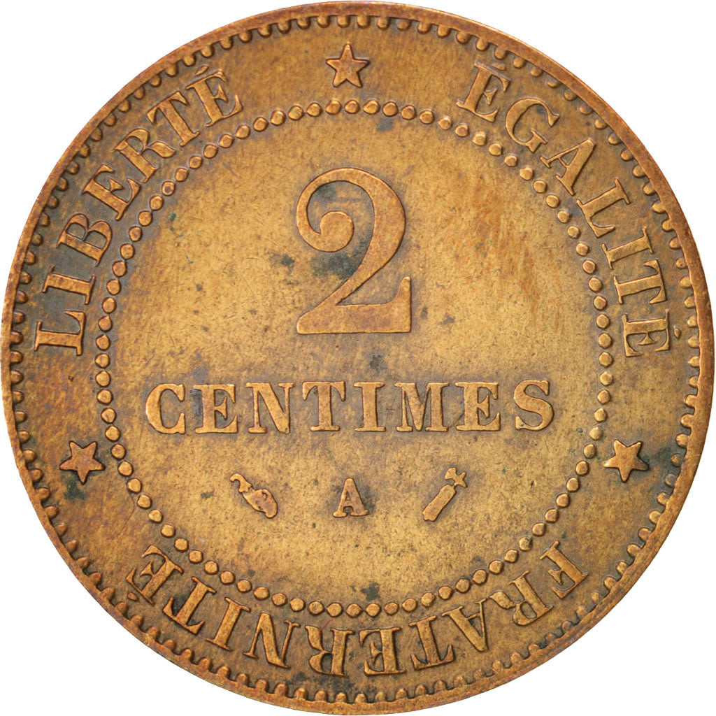 France, Cérès, 2 Centimes, 1892, Paris, Bronze, KM:827.1, Gadoury:105