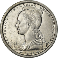 Coin, SAINT PIERRE & MIQUELON, 2 Francs, 1948, Paris, MS(60-62), Aluminum, KM:2