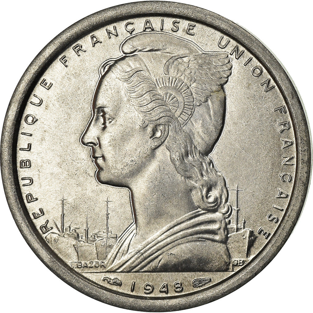 Coin, SAINT PIERRE & MIQUELON, 2 Francs, 1948, Paris, MS(60-62), Aluminum, KM:2