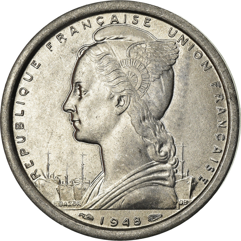 Coin, SAINT PIERRE & MIQUELON, 2 Francs, 1948, Paris, MS(60-62), Aluminum, KM:2