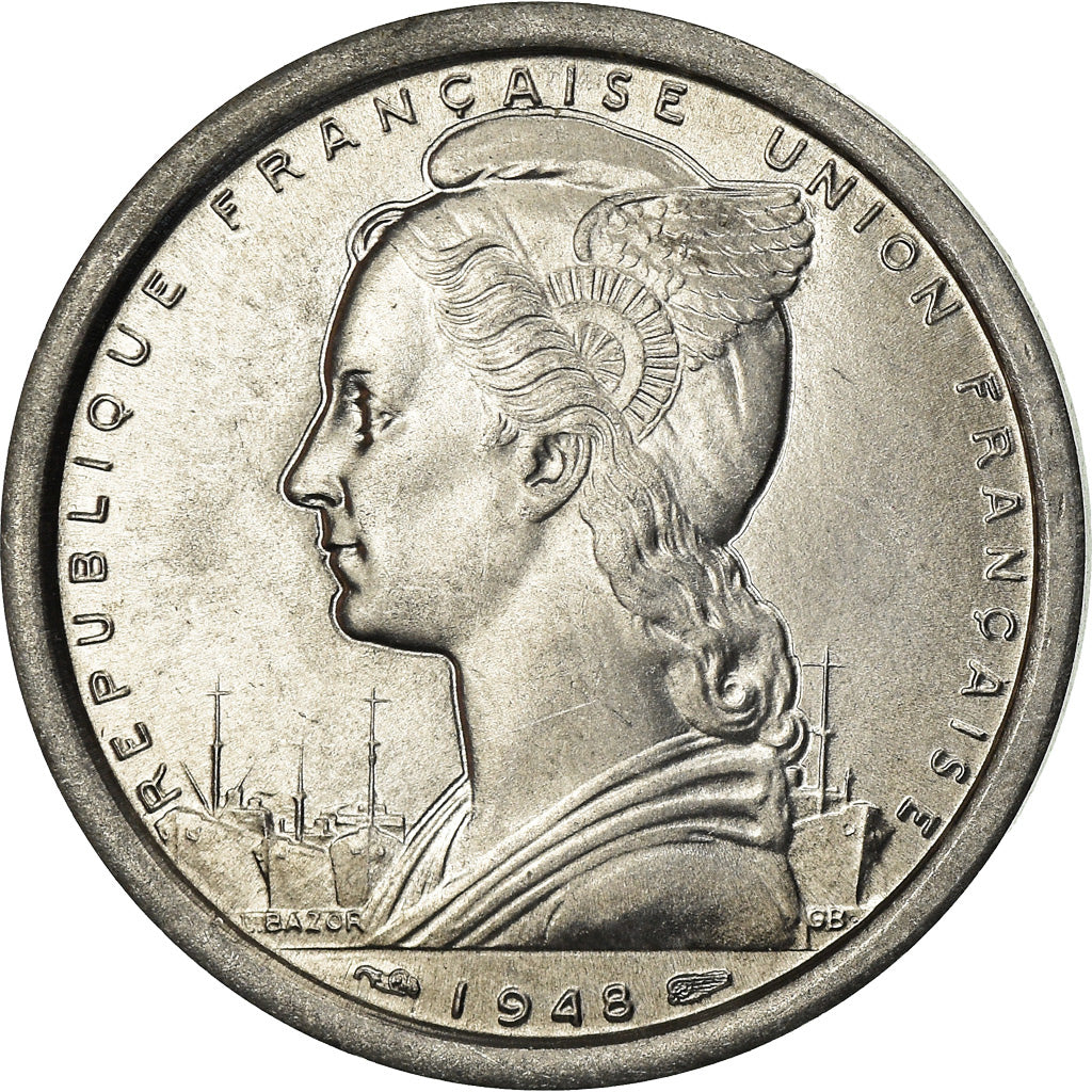 Coin, SAINT PIERRE & MIQUELON, 2 Francs, 1948, Paris, MS(60-62), Aluminum, KM:2
