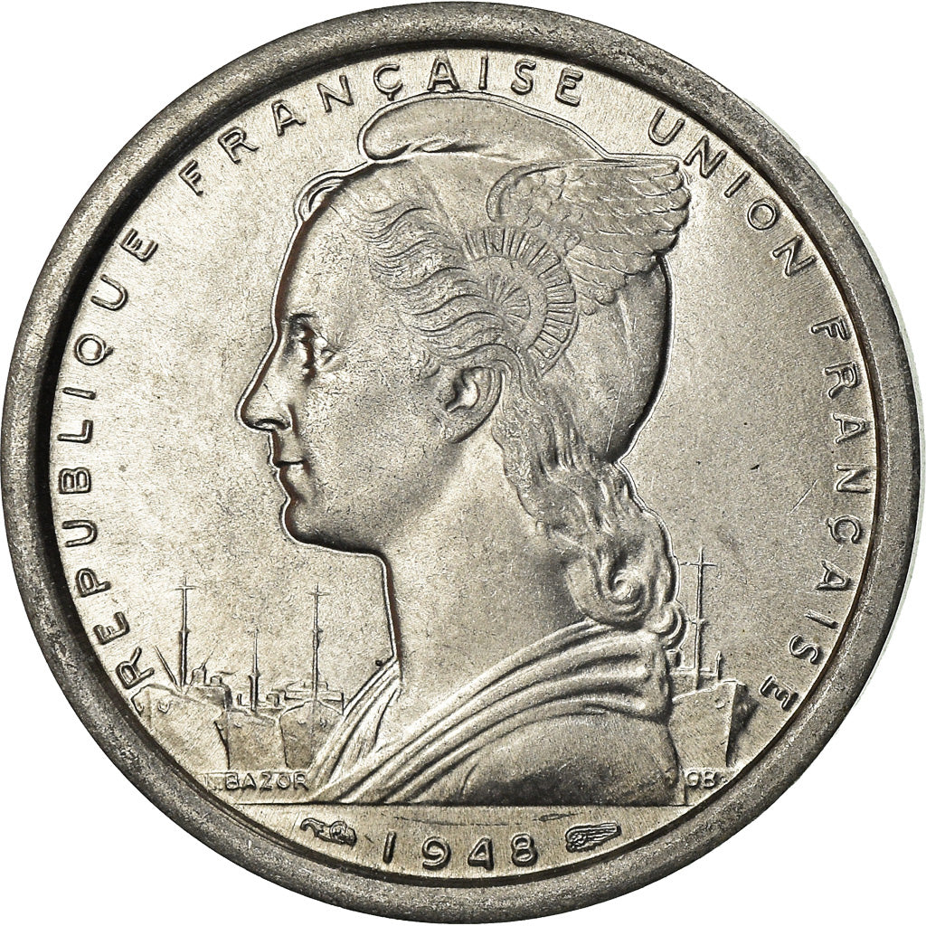 Coin, SAINT PIERRE & MIQUELON, 2 Francs, 1948, Paris, MS(60-62), Aluminum, KM:2