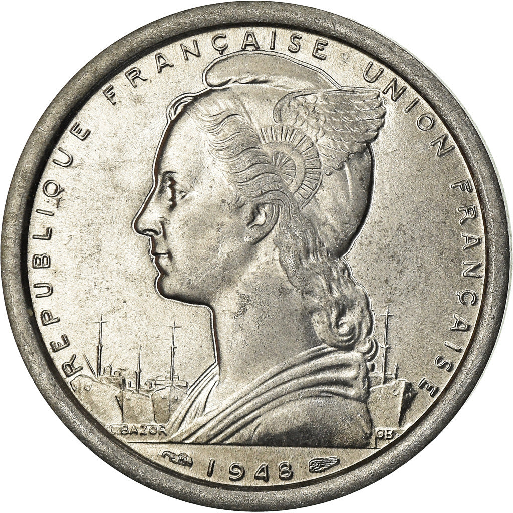 Coin, SAINT PIERRE & MIQUELON, 2 Francs, 1948, Paris, MS(60-62), Aluminum, KM:2
