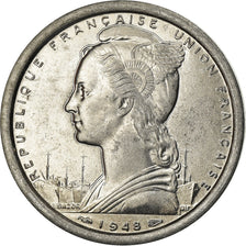 Coin, SAINT PIERRE & MIQUELON, 2 Francs, 1948, Paris, MS(60-62), Aluminum, KM:2