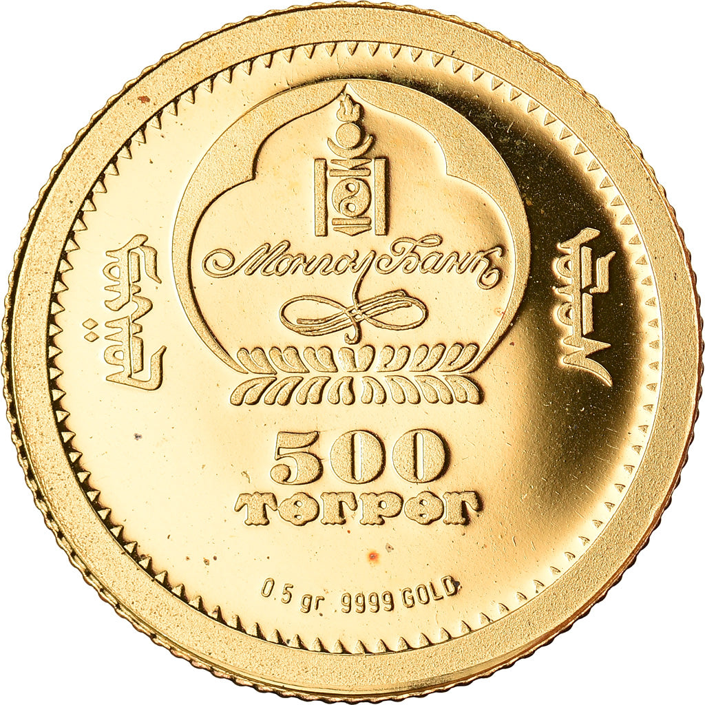 Coin, Mongolia, John F. Kennedy, 500 Tugrik, 2013, MS(64), Gold