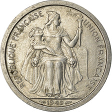 Coin, New Caledonia, 2 Francs, 1949, Paris, AU(55-58), Aluminum, KM:3