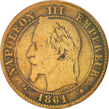 France, Napoleon III, 2 Centimes, 1861, Paris, Bronze, KM:796.1