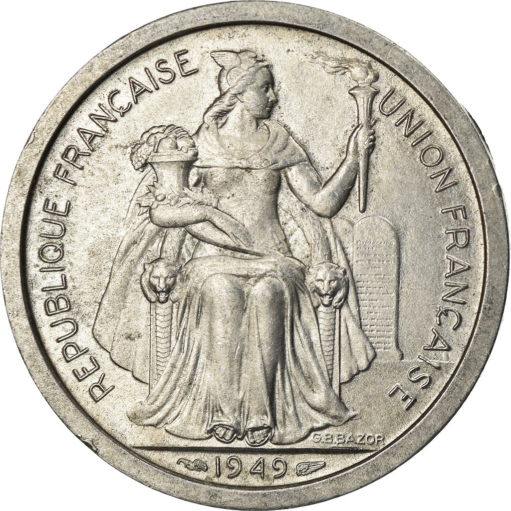 Coin, New Caledonia, 2 Francs, 1949, Paris, MS(60-62), Aluminum, KM:3