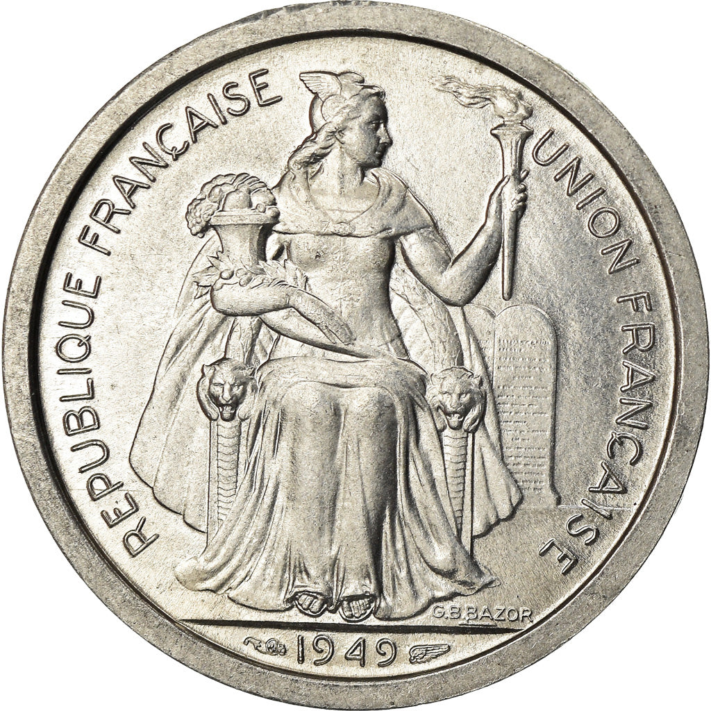 Coin, New Caledonia, 2 Francs, 1949, Paris, MS(60-62), Aluminum, KM:3