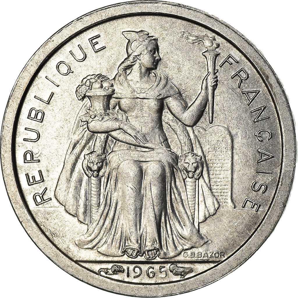 Moneta, Polinezja Francuska, 50 Centimes, 1965, MS(63), Aluminium, KM:1