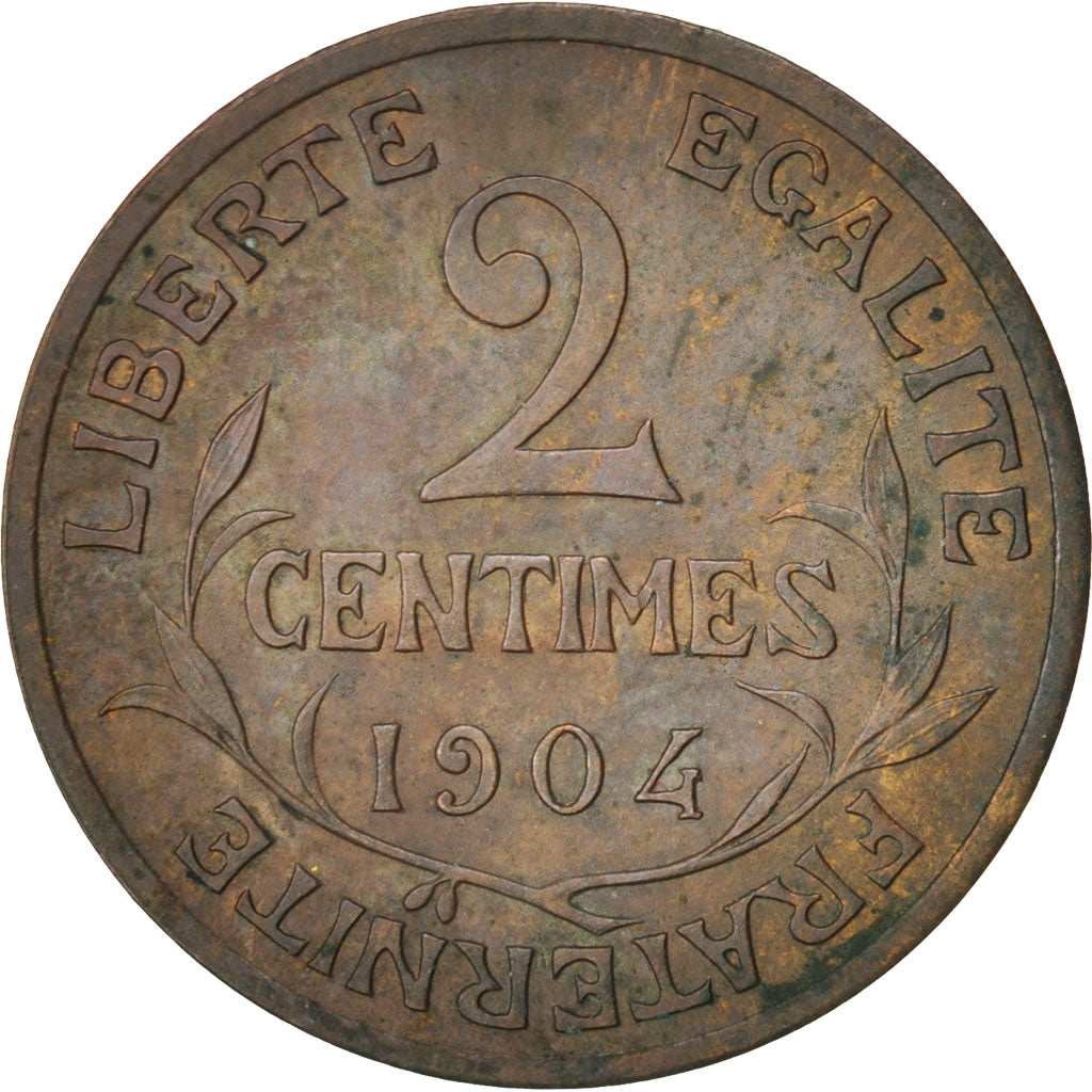 France, Dupuis, 2 Centimes, 1904, Paris, Bronze, KM:841, Gadoury:107