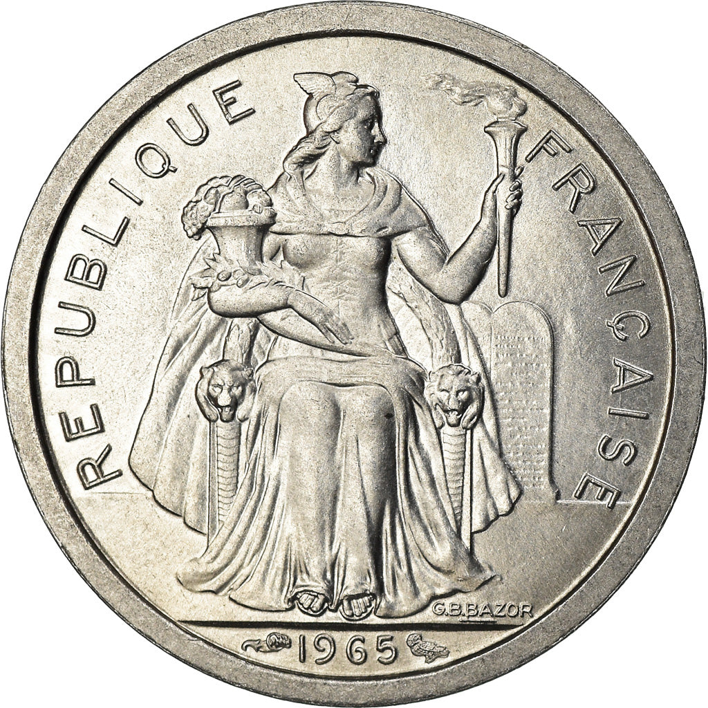 Coin, French Polynesia, Franc, 1965, Paris, MS(63), Aluminum, KM:2