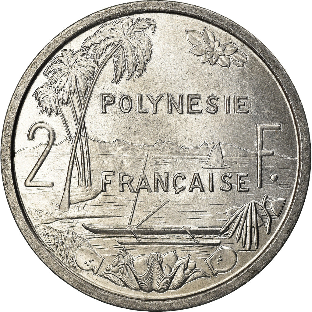 Moneta, Polinesia francese, 2 Francs, 1965, Paris, SPL, Alluminio, KM:3