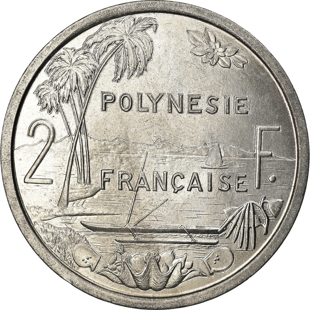 Munten, Frans Polynesië, 2 Francs, 1965, Paris, UNC-, Aluminium, KM:3