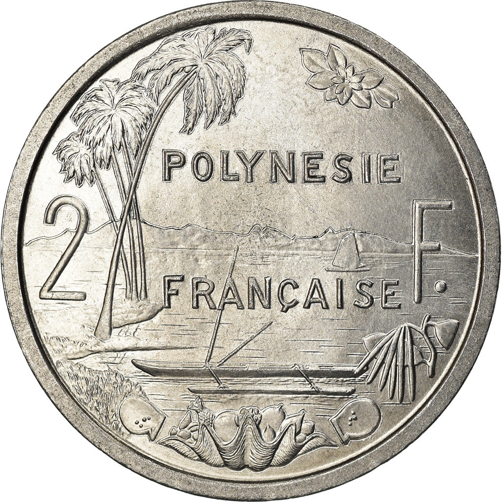Coin, French Polynesia, 2 Francs, 1965, Paris, MS(63), Aluminum, KM:3