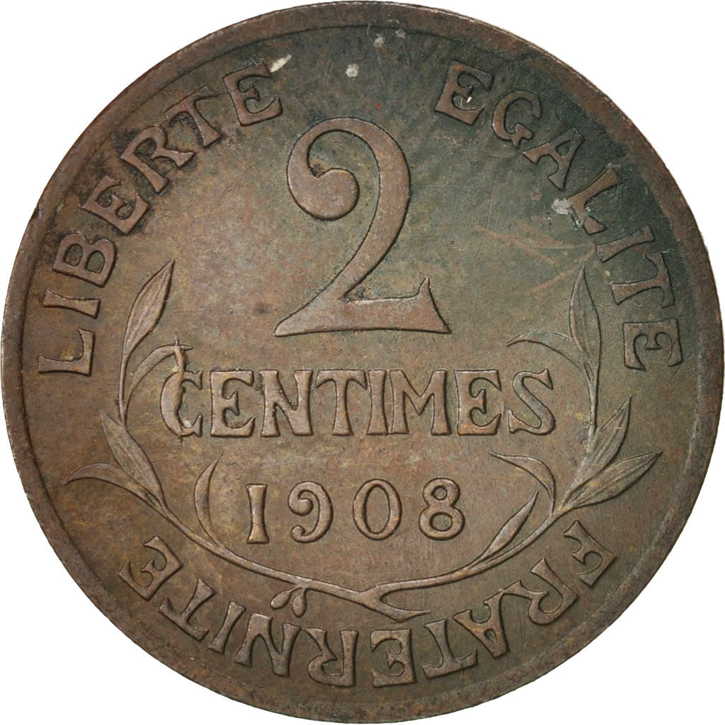 Coin, France, Dupuis, 2 Centimes, 1908, Paris, AU(50-53), Bronze, KM:841