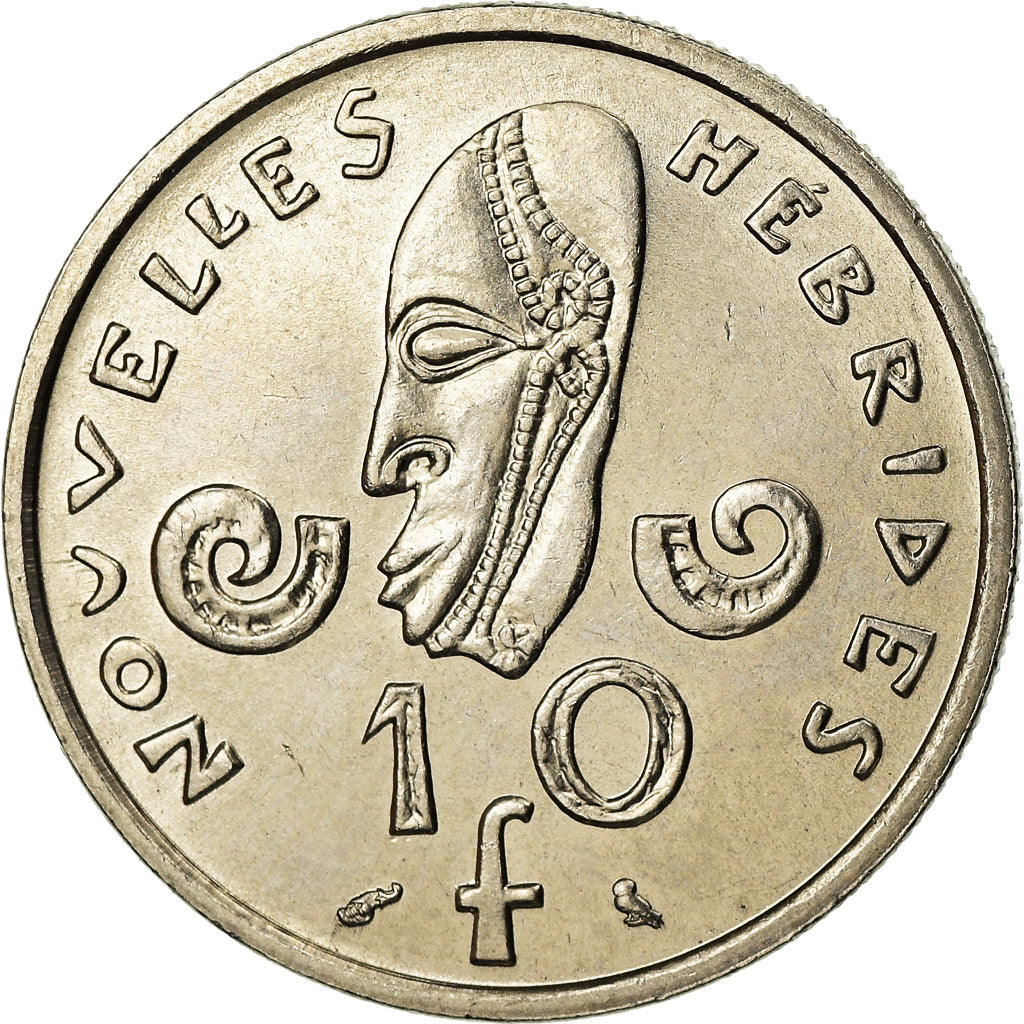Coin, New Hebrides, 10 Francs, 1967, Paris, MS(63), Nickel, KM:2.1