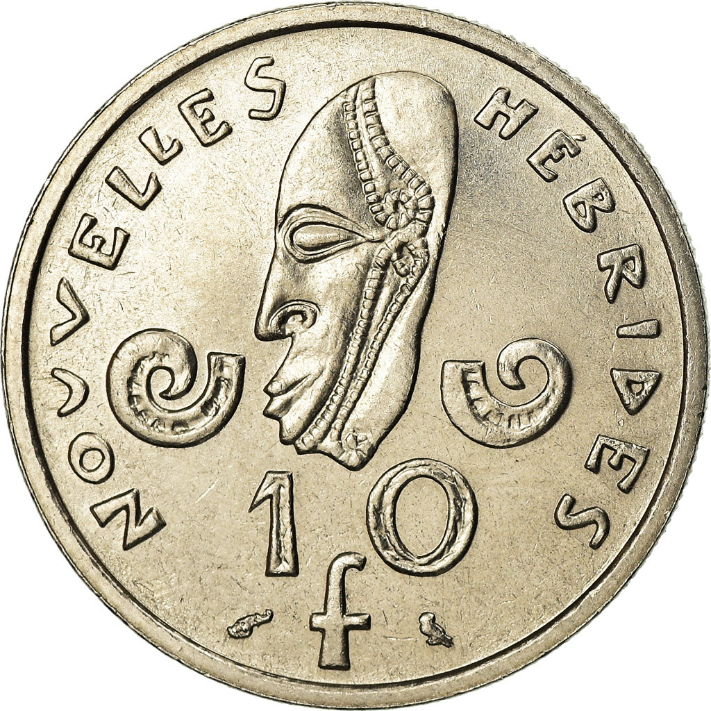 Coin, New Hebrides, 10 Francs, 1967, Paris, MS(63), Nickel, KM:2.1