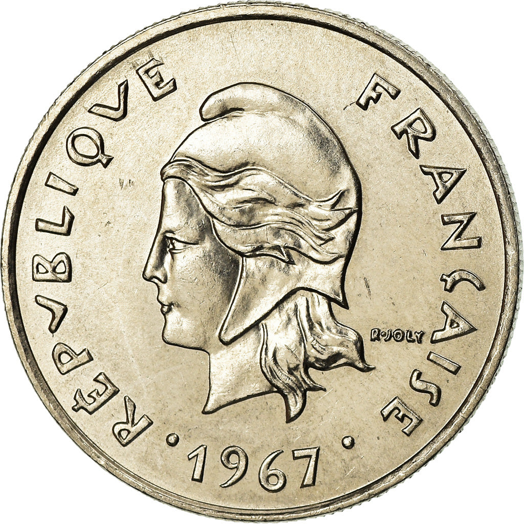Coin, New Hebrides, 10 Francs, 1967, Paris, MS(63), Nickel, KM:2.1