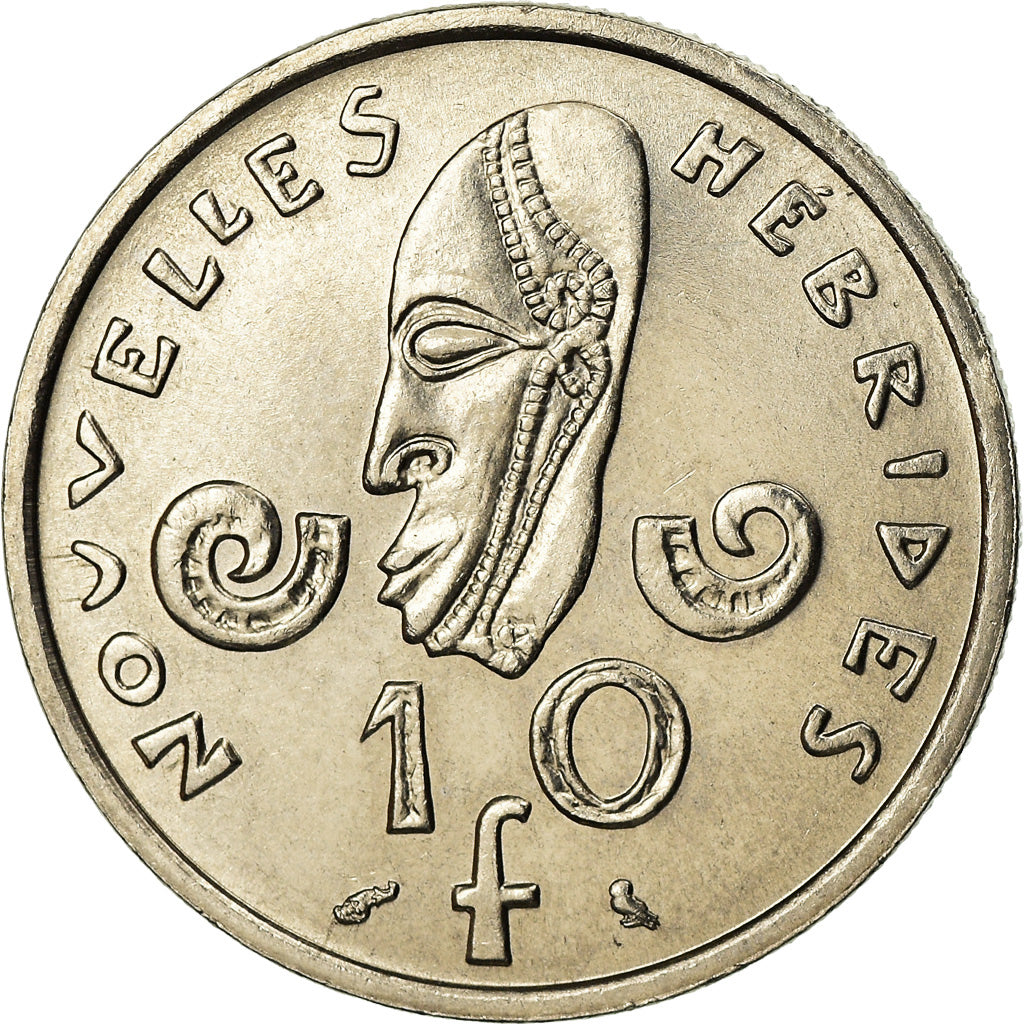Coin, New Hebrides, 10 Francs, 1967, Paris, MS(63), Nickel, KM:2.1