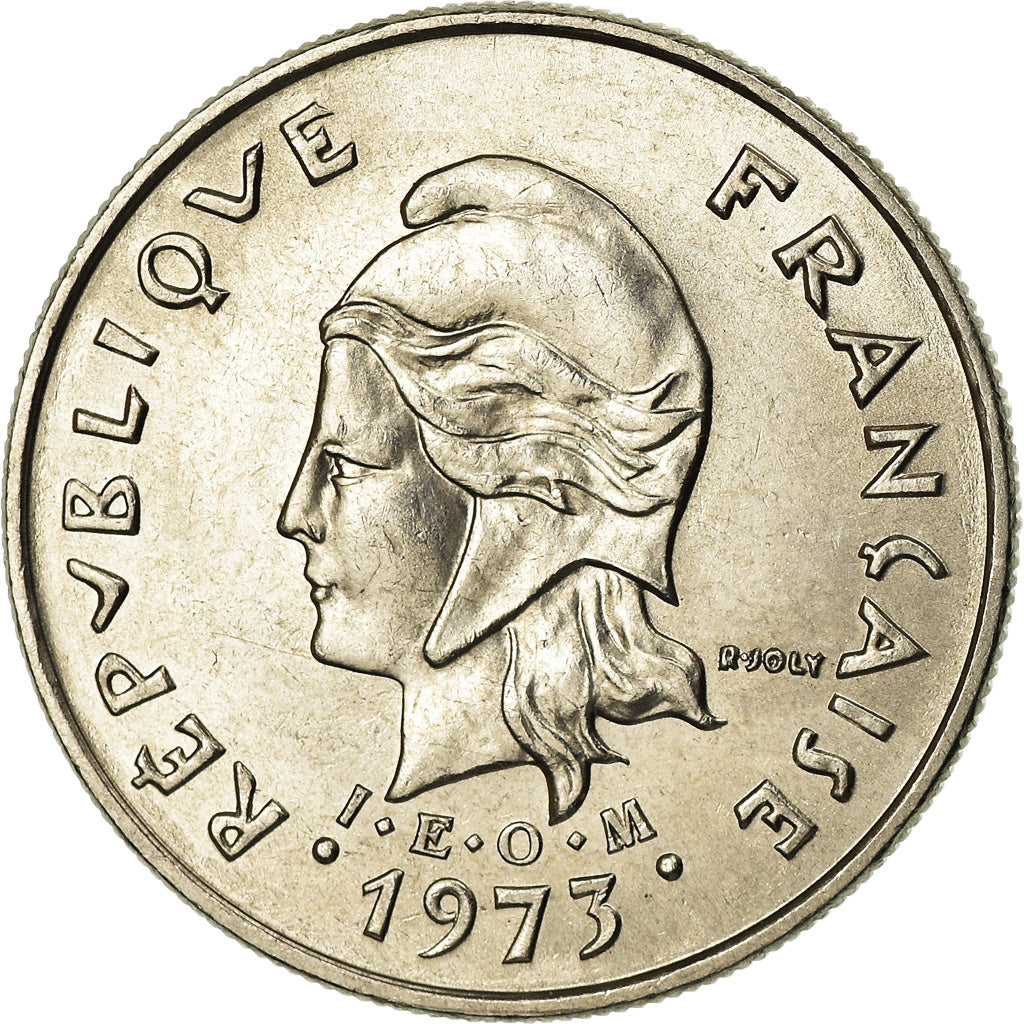 Coin, New Hebrides, 10 Francs, 1973, Paris, MS(63), Nickel, KM:2.2