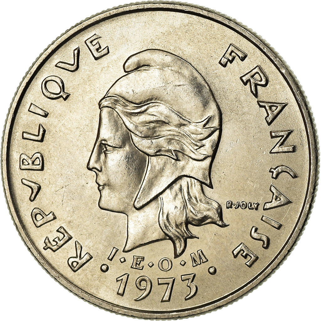 Coin, New Hebrides, 10 Francs, 1973, Paris, MS(63), Nickel, KM:2.2