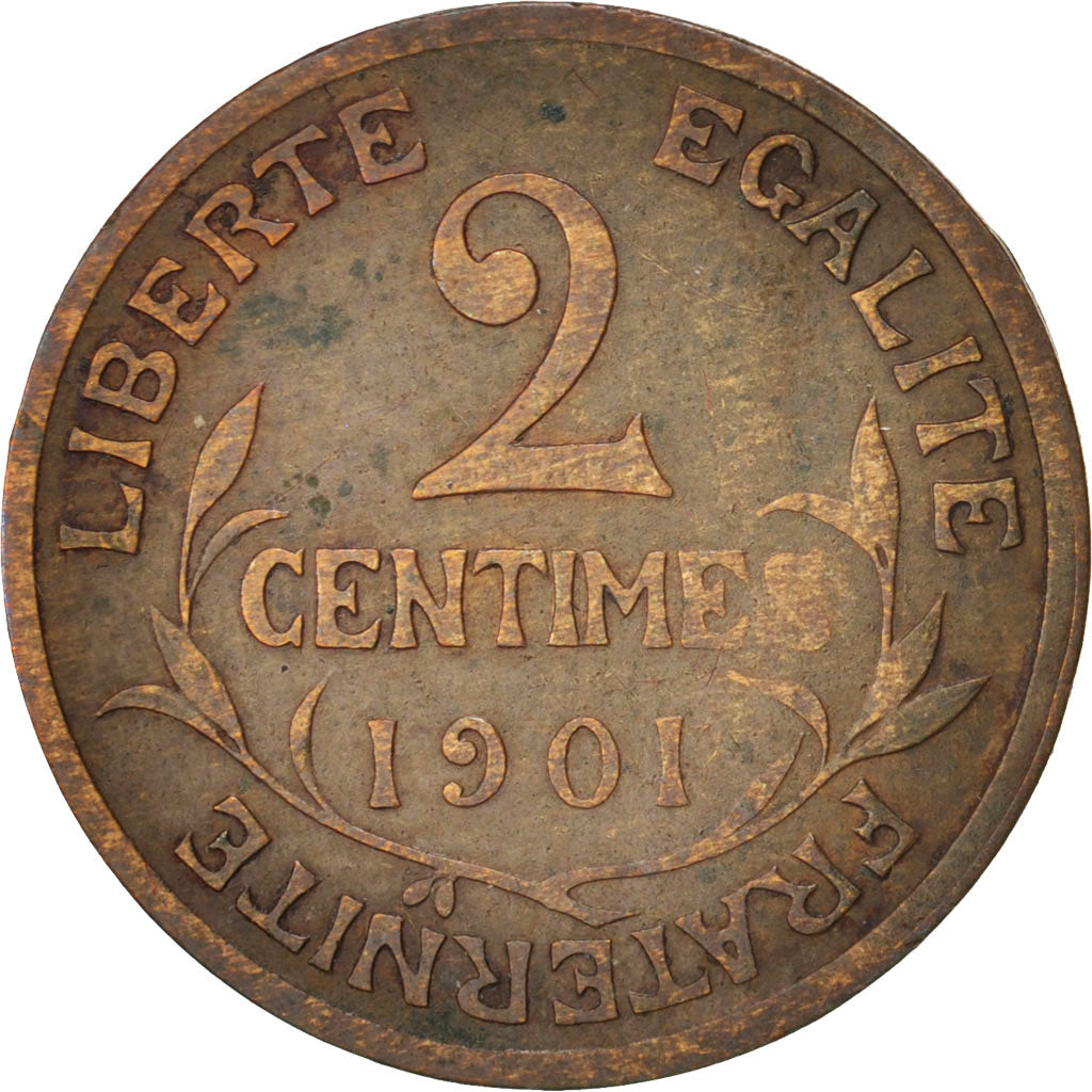 France, Dupuis, 2 Centimes, 1901, Paris, Bronze, KM:841, Gadoury:107