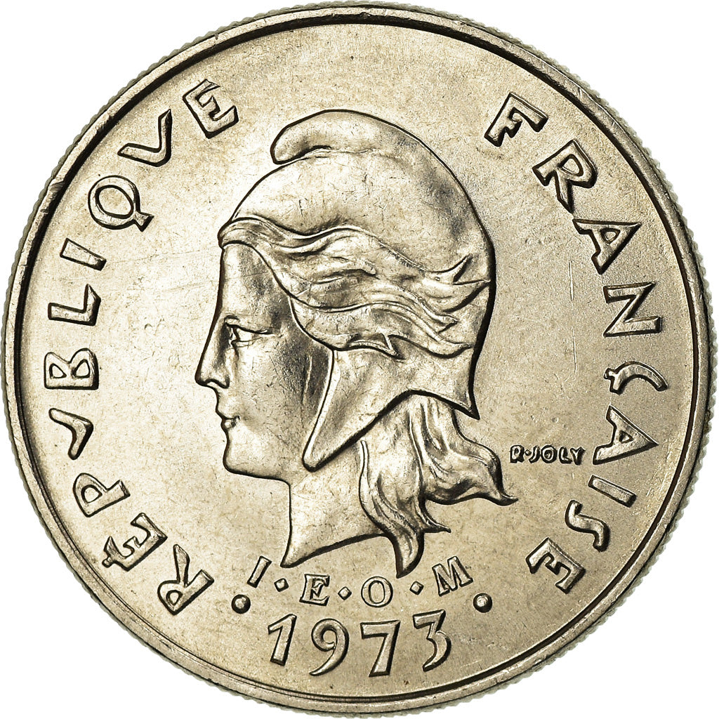 Coin, New Hebrides, 10 Francs, 1973, Paris, MS(63), Nickel, KM:2.2