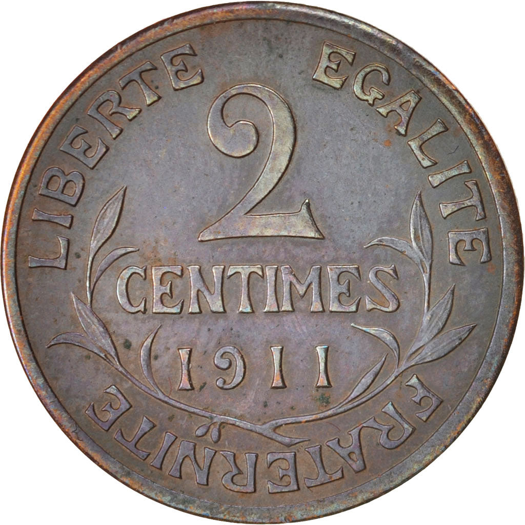 France, Dupuis, 2 Centimes, 1911, Paris, Bronze, KM:841, Gadoury:107