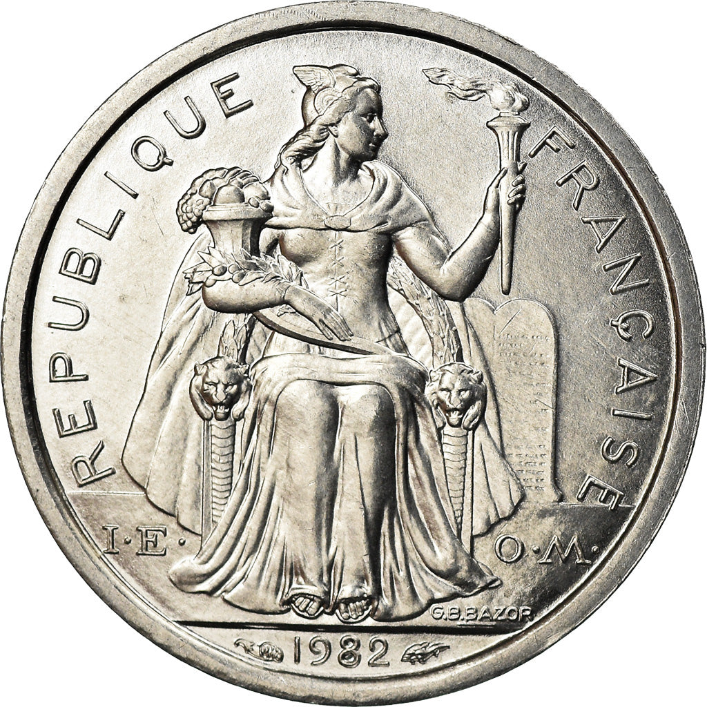 Coin, New Caledonia, Franc, 1982, Paris, MS(63), Aluminum, KM:10