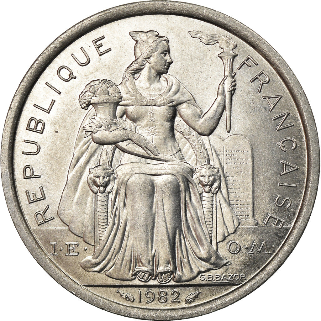 Coin, French Polynesia, 2 Francs, 1982, Paris, MS(63), Aluminum, KM:10