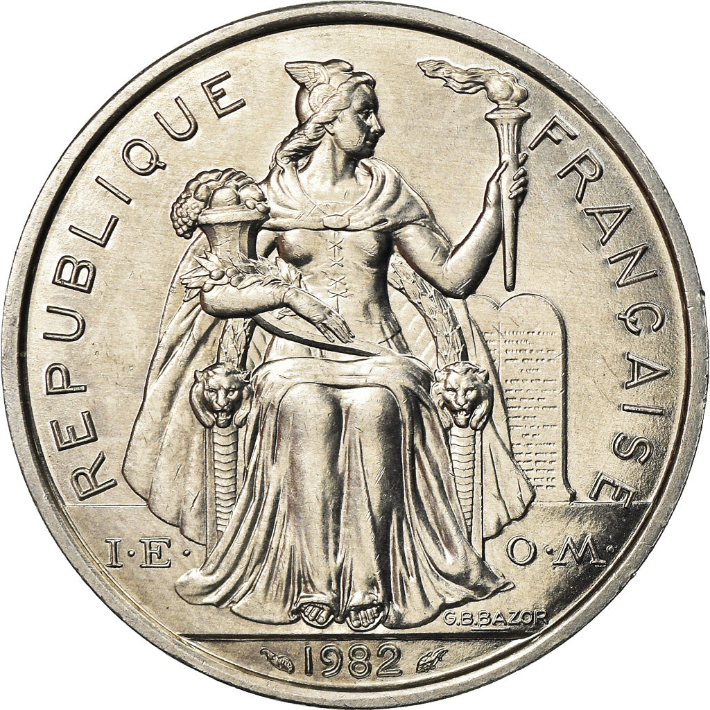 Coin, French Polynesia, 5 Francs, 1982, Paris, MS(63), Aluminum, KM:12