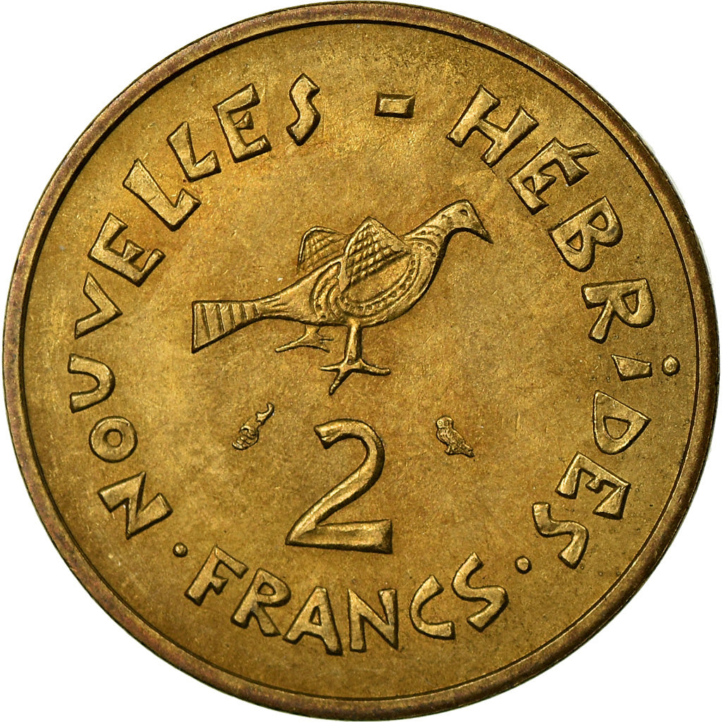 Moneta, Nowe Hebrydy, 2 Francs, 1973, Paris, AU(50-53), Mosiądz niklowy, KM:5.2