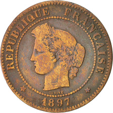 France, Cérès, 5 Centimes, 1897, Paris, Bronze, KM:821.1, Gadoury:157a