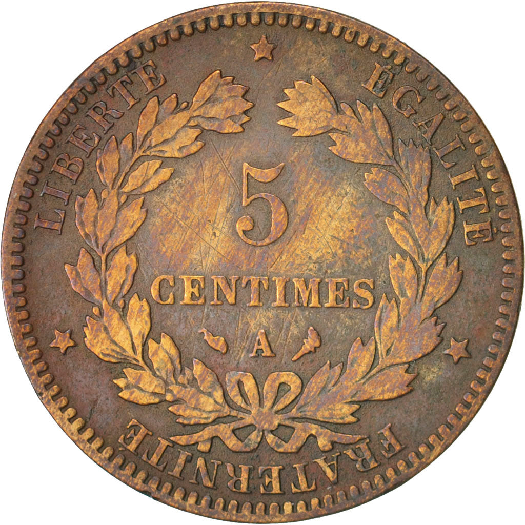 France, Cérès, 5 Centimes, 1897, Paris, Bronze, KM:821.1, Gadoury:157a