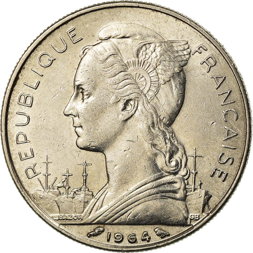 Moeda, Reunião, 50 Francs, 1964, AU(55-58), Níquel, KM:12