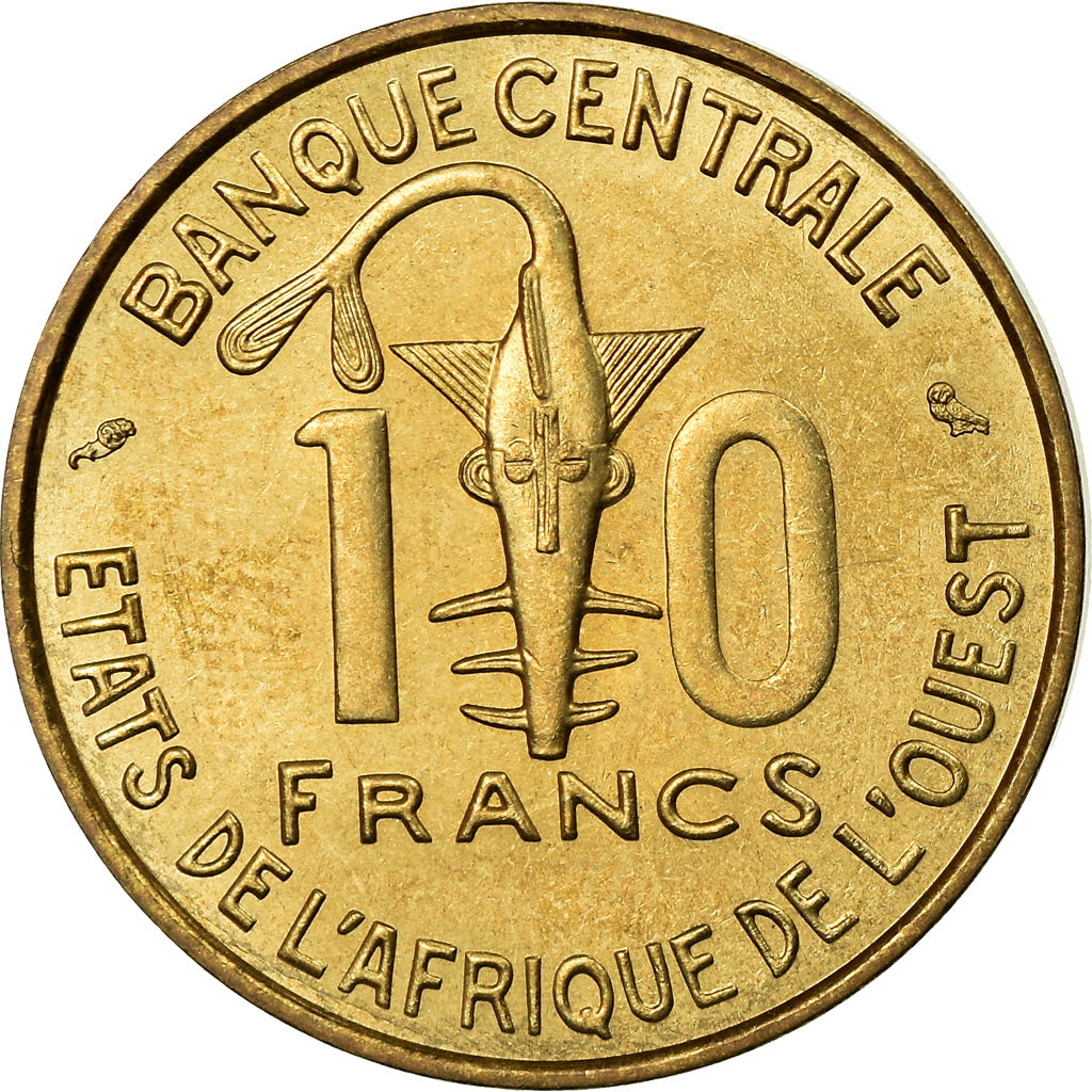 Coin, West African States, 10 Francs, 1964, Paris, AU(55-58), Aluminum-Bronze
