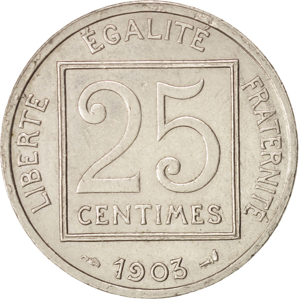 France, Patey, 25 Centimes, 1903, Paris, Nickel, KM:855, Gadoury:362