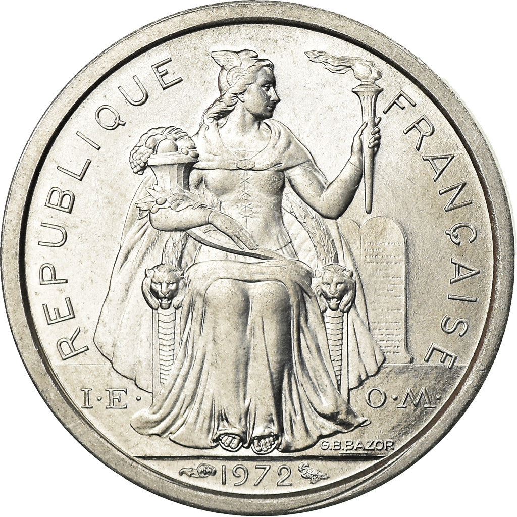 Coin, New Caledonia, Franc, 1972, Paris, MS(63), Aluminum, KM:10