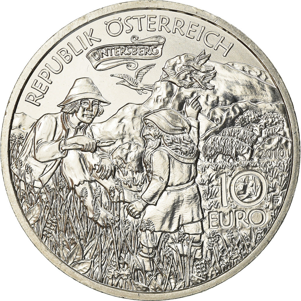 Autriche, 10 Euro, Charlemagne et le Undersberg, 2010, SPL, Argent, KM:3186