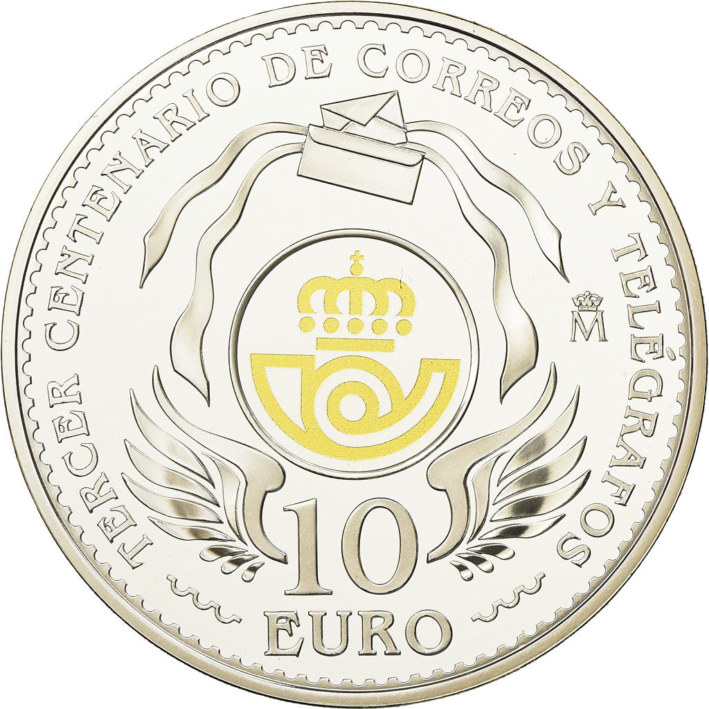 Espagne, 10 Euro, 300 ans de la Poste, 2016, SPL, Argent