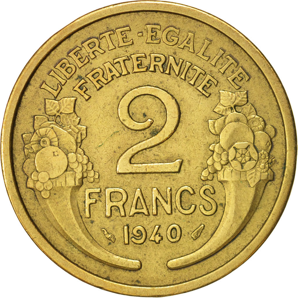 France, Morlon, 2 Francs, 1940, Paris, Aluminum-Bronze, KM:886, Gadoury:535